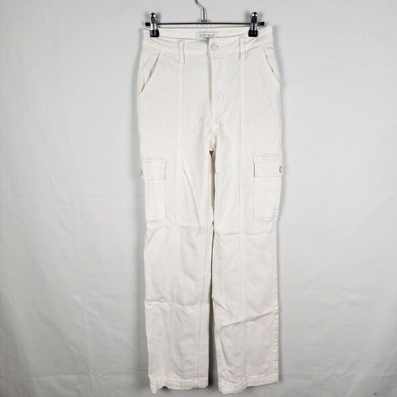 Judy Blue High Waist White Cargo Pants Jeans Womens 24 Stretch Summer Spandex - Picture 1 of 7